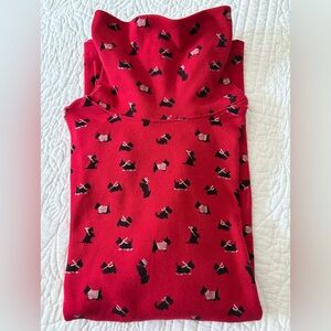 Karen Scott Turtleneck Red With Black Sparkling Scottie Dogs - Cotton/Poly Sz L